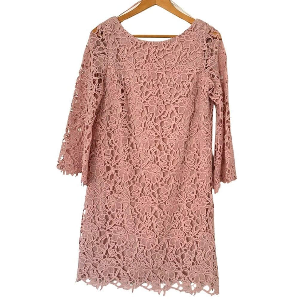 NWT 424 Fifth Lord & Taylor Knee-Length A-Line Lace Shift Dress Blush Nude Sz 8